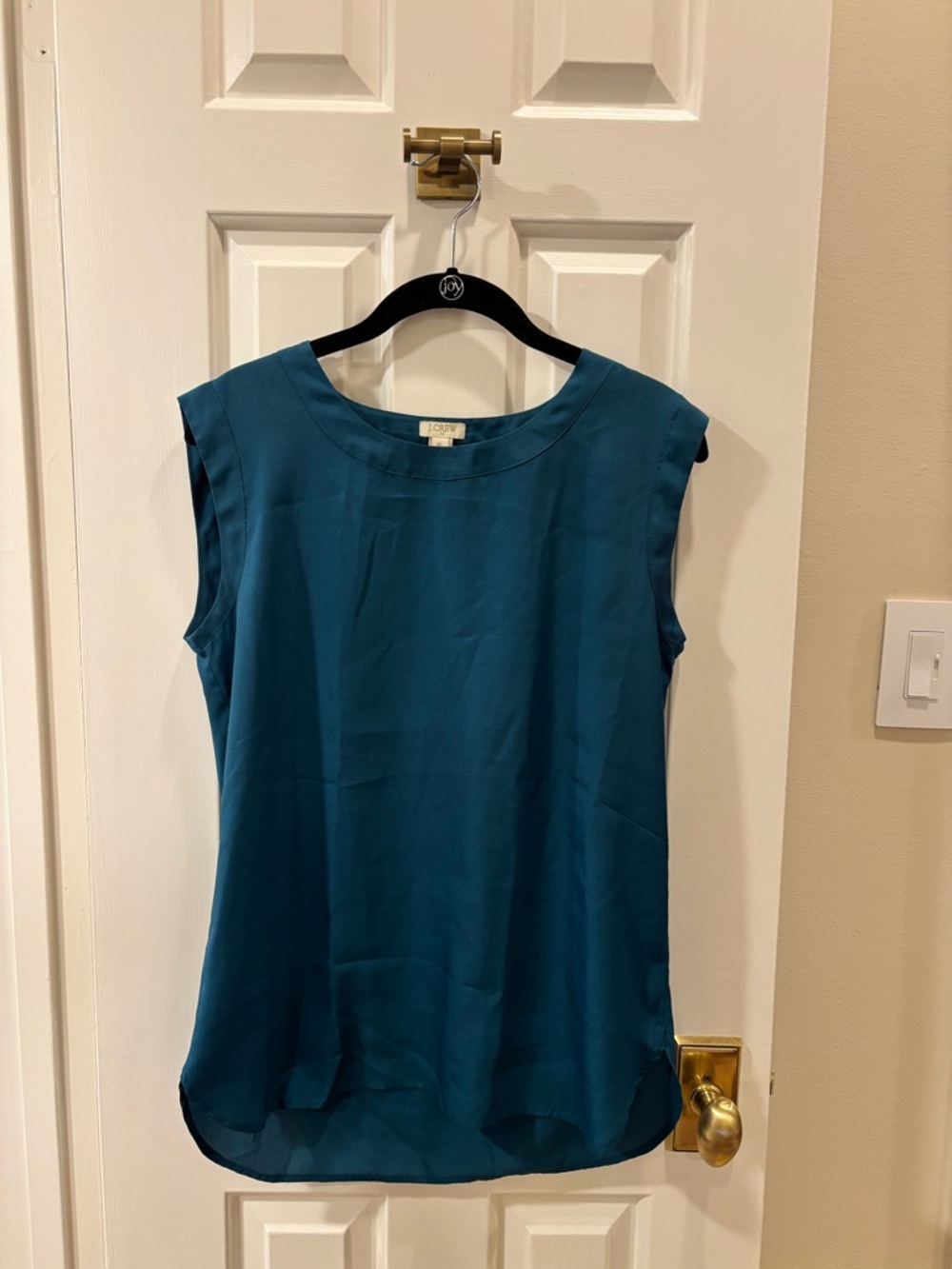 J. Crew Teal Sleeveless Silk-Blend Shell Top